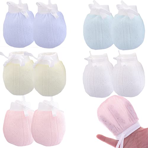 Adeimoo Cute Boys Girls Cotton No Scratch Gloves Drawstring Adjustable Mittens For Baby Infants (5 Pair Eyelet Mitten) #TOP5