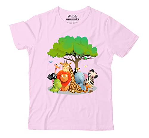 Image of Boys & Girls Cute Jungle Animals Theme 100% Cotton Unisex Kids T-Shirt