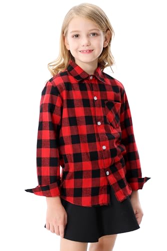 Image of SANGTREE Girls & Women's Long Sleeve Flannel Plaid Shirt Button Down Shirts, 3 Months - US 2XL