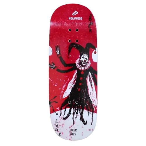 NOAHWOOD 15s PRO Fingerboard Deck (5-Layer Colour Maple Wooden Pro Concave 35 x 98mm Handmade Deck + 2 Grip Tape) Red Joker