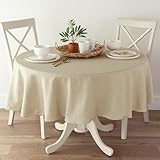 Benson Mills Textured Fabric Tablecloth, Flax, 70 Round