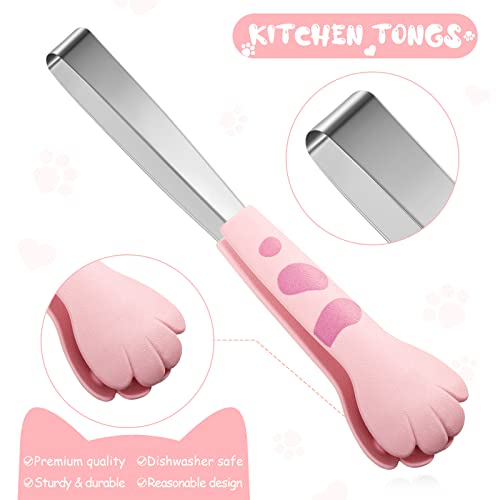Mimorou 3 Pcs Cat Paw Tongs Kawaii Food Stainless Steel Kitchen Tongs Cute Kitchen Accessories Christmas Gift for Cooking Toast, Bagels Barbecue and More, 3 Size(Pink, White, Black) by Mimorou - Image 3