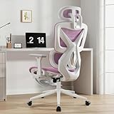 Cadeira de Escritório Ergonômica com Braços 3D, Assento Air Cushion, Apoio para Pés Retrátil (Rosa)