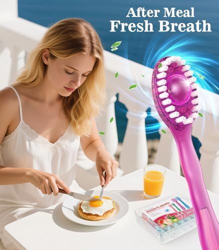 Litlcutie 5 in 1 Travel Toothbrush Set, Disposable Mini Toothbrush with Toothpaste + Floss + Pick + Tongue Scraper for Work/Camping/Travel, Individually Wrapped, 24 Pack, Mixed Flavor — view 8