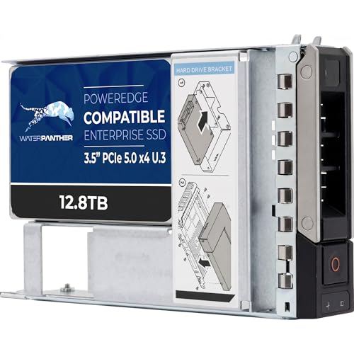 Water Panther 12.8TB 3D TLC PCIe 5.0 x4 NVMe U.3 Hybrid 3.5" SSD for Dell PowerEdge Servers | Mixed-Use | Enterprise Solid State Drive in 16G Tray Compatible with 1VGG0 R760 R6615