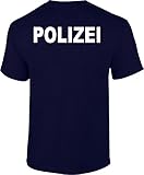 bis 5XL T-Shirt Polizei Druck beidseitiger Druck Navy M
