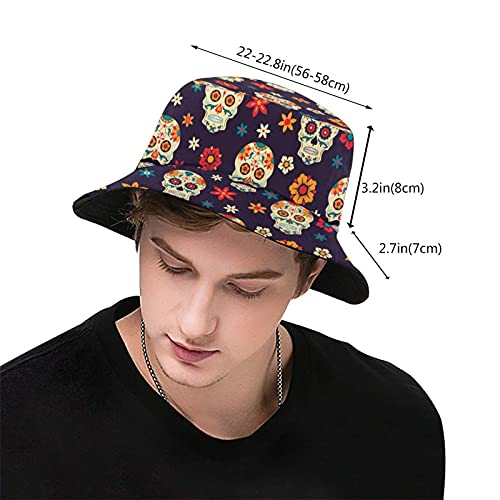 Halloween Sugar Skull Bucket Hats For Men Women Teens Mens Fishing Sun Golf Hat Wide Brim Camping Outdoor Travel Accessories Beach Cap #TOP2