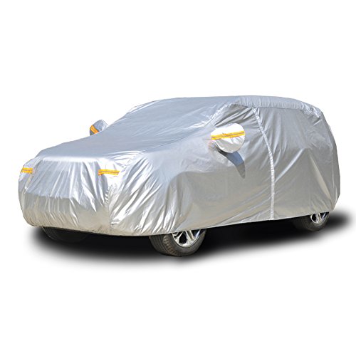 Kayme Car Covers for Automobiles Waterproof All Weather Sun Uv Rain Protection with Zipper Mirror Pocket Fit SUV Jeep