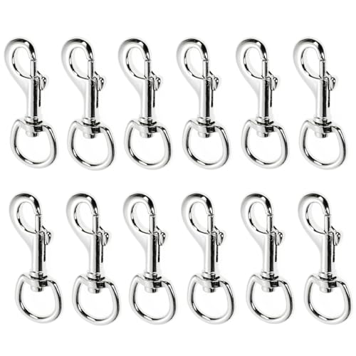 Lot de 12 mousquetons pour laisse pour chien, mousquetons avec articulation pivotante, mousqueton à tourbillon, vous pouvez utiliser les mousquetons sans problème pour laisses de chien, porte-clés,