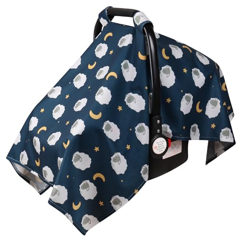 Image of Metplus Baby Car Seat Cover - 100% Polyester Carseat Canopy with Fleece Outer Layer, Comfortable Infant Car Seat Cover for Baby and Infant, Light Reduction, Windproof, Durable