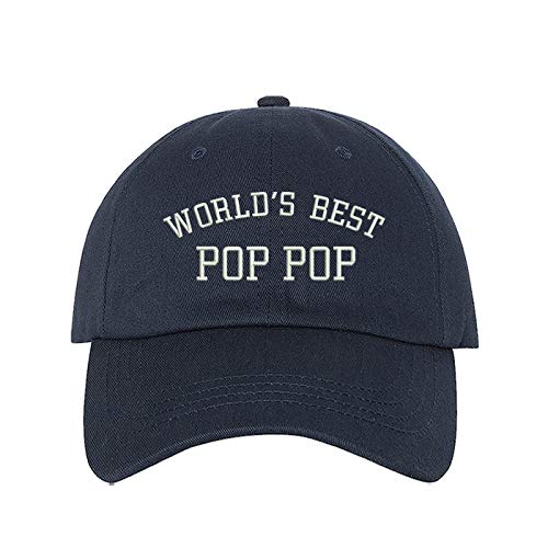 PRFCTO World's Best Pop Pop Embroidered Baseball Hat - Best Grandpa Hat, Daddy Hat (Navy)