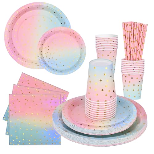Revivoer Piatti Stoviglie per Feste, 150 Pezzi Piatti Stoviglie Carta Set per Nuziale Doccia, Fidanzamento, Matrimonio, Compleanno Riutilizzabili (25 Ospiti)