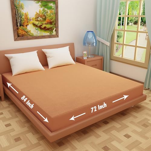 Image of Dream King Luxury Being Terry Cloth Fitted Mattress Protector Single Bed | Waterproof Ultra Soft Mattress Cover | Hypoallergenic Bed Cover 72X84 inch (Gold)