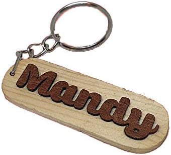 Mandy Personalised Wooden Keyring Keychain Key Fob