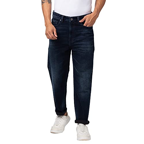 Spykar Men Dark Blue Cotton Stretch Loose Fit Regular Length Jeans (Renato) Spykar Men Dark Blue Cotton Stretch Loose Fit Regular Length Jeans (Renato)
