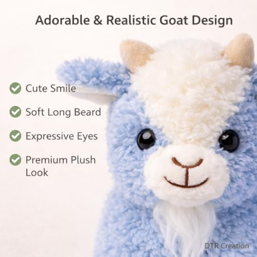 Image of Sheep Soft Toy for Kids | Cute Plush Stuffed Animal for Baby Boys & Girls | Ultra Soft Hugging Toy | Birthday Gift for Kids | Home Decor Plush Toy | Blue & Cream | 30 cm