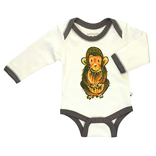 Babysoy Jane Goodall Long Sleeve Animal Pattern Bodysuit/Onesie
