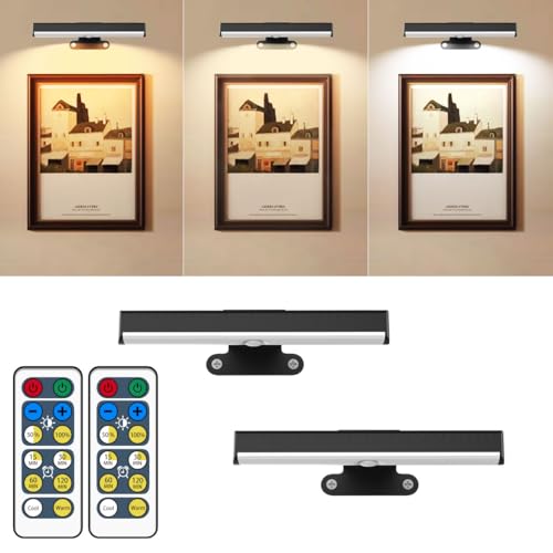 Image of 2PACK Wireless Picture Light for Wall LED Battery Operated Wall Light with Remote Art Display Light for Paintings 3 Lighting Timer&Dimmable Picture Frame Accent Lights for Artwork Portrait Display