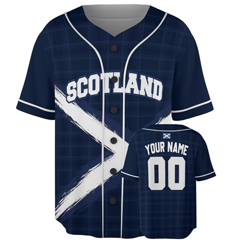Camiseta personalizada de béisbol de Escocia - Camiseta deportiva de orgullo escocés con nombre y número de regalo miniatura 1