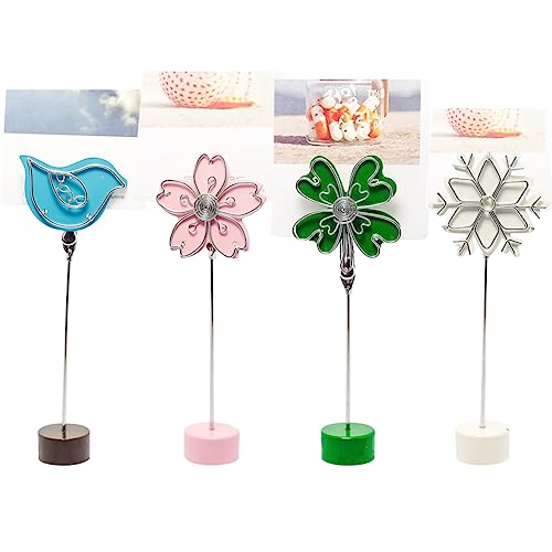 WAYUTO 4Pcs Cute Memo Clips Metal Desk Photo Clips Name Card Holders Note Clips Cartoon Place Card Holders Table Number Holders Stands for Table Centerpiece Party Wedding Restaurant Decoration