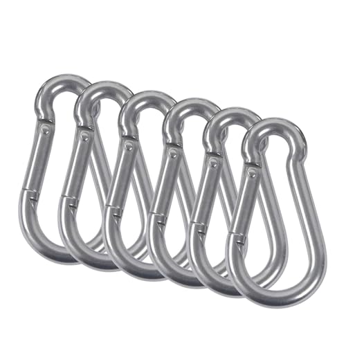 Mosquetón de resorte resistente para hamaca, sacos de boxeo, sillas de columpio, equipo de gimnasio, camping, senderismo (6 piezas, 8 x 3,8 cm)