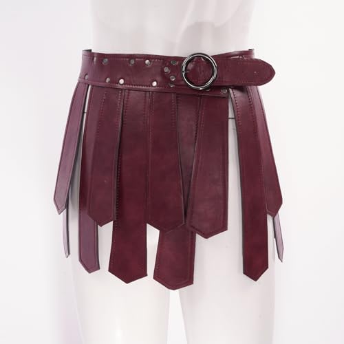 Medieval Roman Tassel Skirt PU Leather Viking Fringe Belt Gladiator Kilt Waist Belt3