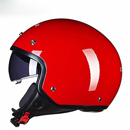 Casco de moto retro GZZ estilo Harley medio semicubierto unisex cuatro estaciones color rojo talla SG