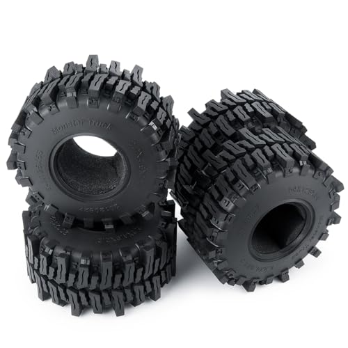 1/10 RC Wheel Tires Car Rubber Tyres,4PCS1.9inch/2.2inch Tires for SCX10 D90 TRX4 SCX10 III Capra Ghost Monster Truck (2.2inch)