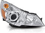 ALZIRIA Headlight Assembly Compatible with 2010-2014 Subaru Legacy/Subaru Outback Right Passenger Side (Chrome Housing Amber Reflector-R)