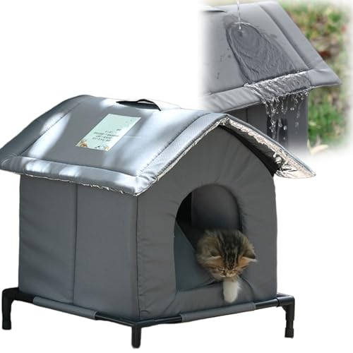 2026 Versione Ispessita Migliorata Cuccia Termica Per Gatti Da Esterno, Cuccia Gatti Esterno Impermeabile Riscaldata, Casa Per Gatti Impermeabile Con Pavimento Rialzato E Base, Inverno (S)