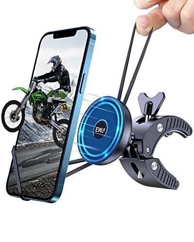 EWA Universal Magnetic Bike Phone Holder - 360° Rotating Motorcycle Handlebar Mount, Secure Grip with Silicone Bands, MagSafe Compatible for Indoor Cycling,Treadmill,Spin Bike,Elliptical