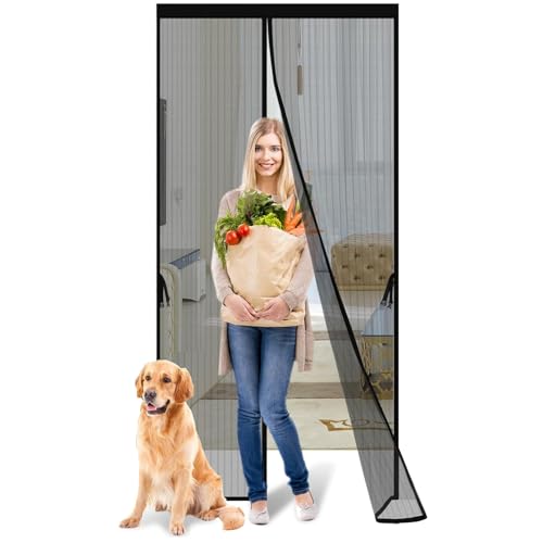 DKDDSSS Magnetic Fly Screen Door, Heavy Duty Bug Mesh Curtain, 90 x 210CM (Black)