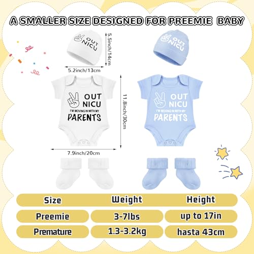 2 Set Nicu Baby Preemie Outfits Clothes Preemie Hat Socks Bodysuit out Nicu Baby Body Suit Clothing Essentials2