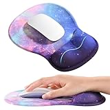 EooCooマウスパッドエルゴノミック ジェルリストレストサポート付き、手首の痛みを和らげるジェルマウスパッド、ラップトップ、コンピューター、オフィスデスクアクセサリー、カフェ、ホーム用の滑り止めベース - 星ぼし