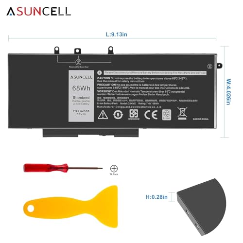 Image of GJKNX 68WH 7.6V Battery Replacement For Dell Latitude 5480 5580 5490 5491 5580 5590 5591 5280 5288 5488 5491 5495 E5480 E5580 E5490 E5590 Precision 3520 3530 Series GD1JP 0GD1JP DY9NT 5YHR4 451-BBZG