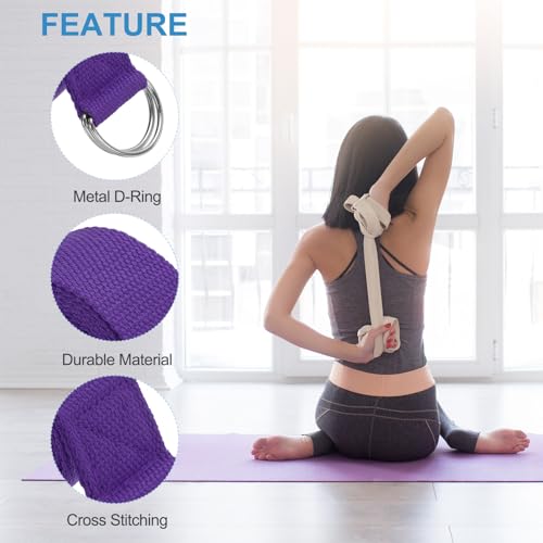 PATIKIL Yoga Strap for Stretching Cotton Yoga Belt with Adjustable Metal D-Ring Buckle Stretch Bands for Fitness Pilates - Image 4