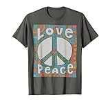 Peace & Love Trippy Tie Dye Peace Sign T-Shirt. Hippie-Kostüm, cool Vibes, Groovy T-Shirt Geschenk. Bunt Psychedelic Peace Zeichen T-Shirt. Hippie-Hemd.
