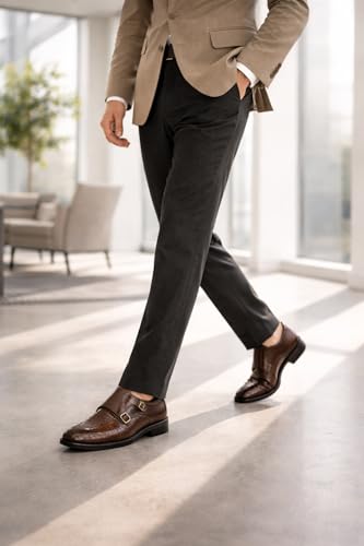 Image of Men's Monk Strap Dress Shoes - Slipon Formal Wedding & Business Shoes