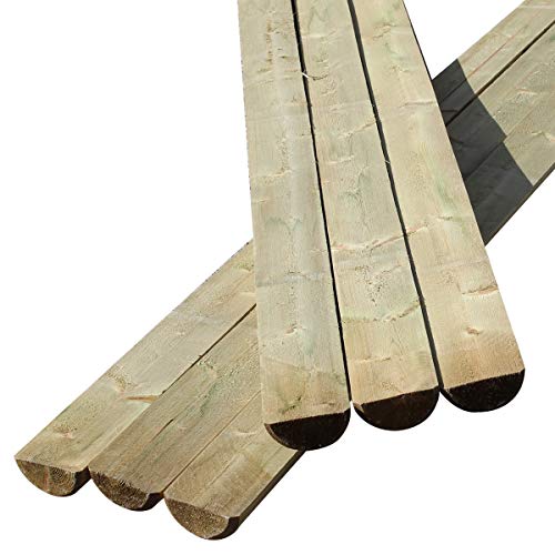 Suregreen 3 Pack of Fencing Rails 3.6m Half Rounded Rail 100mm/ 4 Wide Fence Bracing Treated Timber Posts