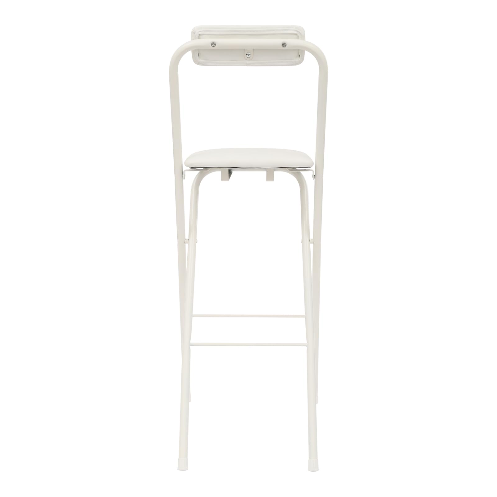 Tabouret de bar portable - Chaise haute pliable - 75 cm - Avec dossier - Tabouret pliable rembourré - Pour bar, café, cuisine - Charge maximale : 125 kg - Blanc