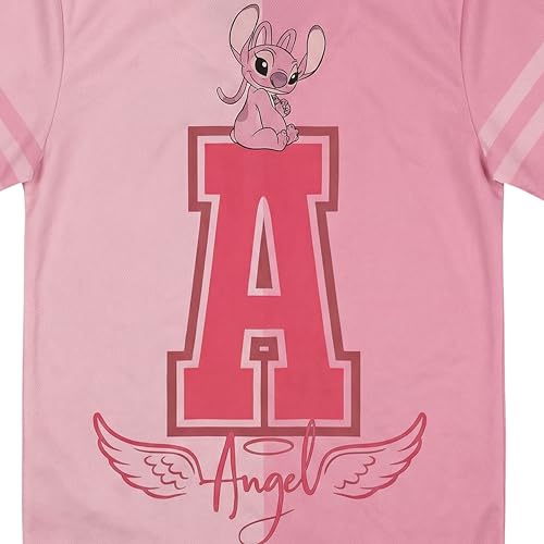 Image of Disney Lilo & Stitch Girls Baseball Jersey Shirt Button Down Kids Tee Stitch Angel Sizes 4-16