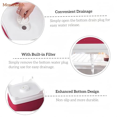 Image of Collapsible Wash Basin 9L, Foldable Dish Tub with Drain Plug, Portable Collapsible Dish Basin, Camping Sink for Washing Dishes, Laundry & Kitchen Use (Viva Magenta)