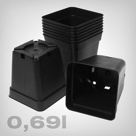 Pot carré noir, 69 l