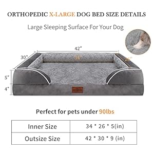 Waterproof-Orthopedic-Foam-Dog-Beds-for-Extra-Large-Dogs-XL-Dog-Bed-with-Bolster-Washable-Dog-Bed-Sofa-Pet-Bed-with-Removable-Cover-Non-Slip-BottomX-largeGrey - Cucciolini Doodles   Waterproof-Orthopedic-Foam-Dog-Beds-for-Extra-Large-Dogs-XL-Dog-Bed-with-Bolster-Washable-Dog-Bed-Sofa-Pet-Bed-with-Removable-Cover-Non-Slip-BottomX-largeGrey