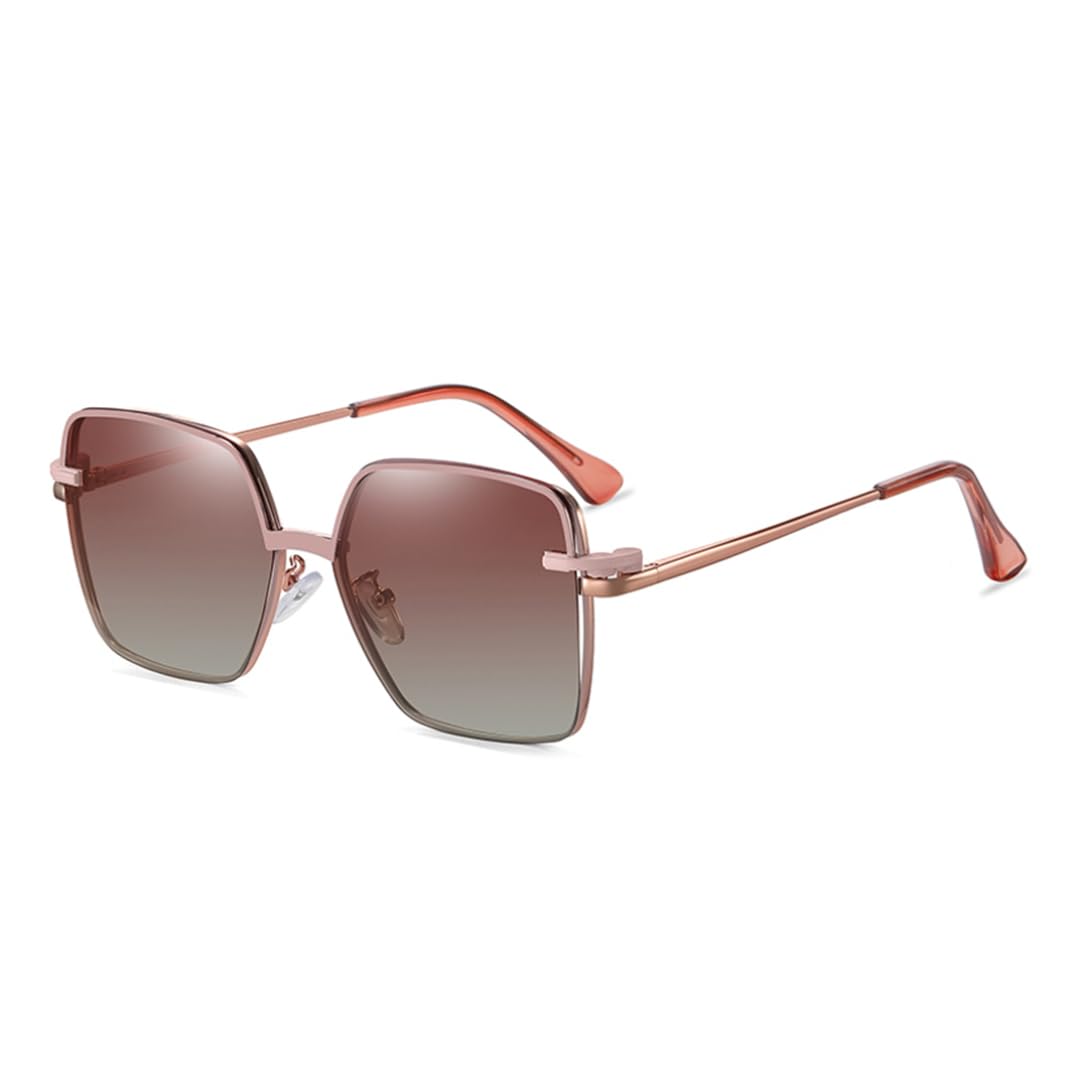 Occhiali da sole oversize con lenti polarizzate e clip magnetica da donna, montatura in metallo bloccante