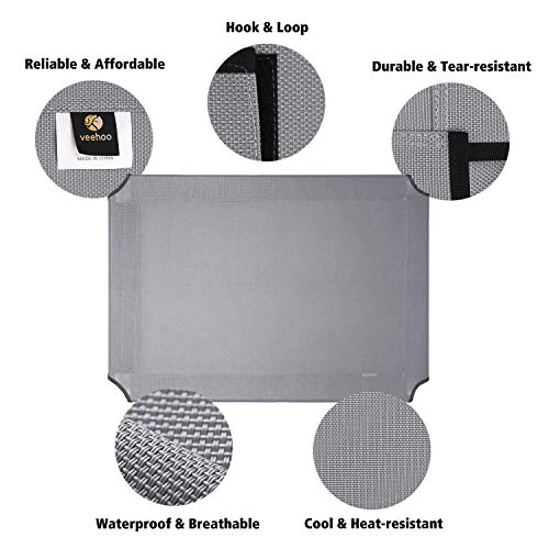 Veehoo Cooling Elevated Dog Bed Replacement Cover, Washable & Breathable Pet Cot Bed Mat, Medium, Silver Gray #TOP1