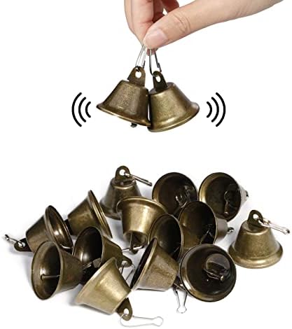 Bebester Vintage Bronze Jingle Bells, 30 Pcs Craft Bells with Silver Hanging Ring Bell for Dog Doorbell Training, Housebreaking, Making Wind Chimes,Christmas Bell, Wedding Decor DIY Favor
