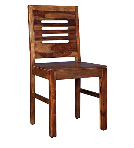 Image of Strata Furniture Solid Sheesham Wood Dining /Balcony Chairs For Home And Office | Teak Finish | Set of 2