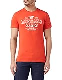 Großer Frontdruck MUSTANG Herren Aron C Print T-Shirt, Aurora RED 7121, S