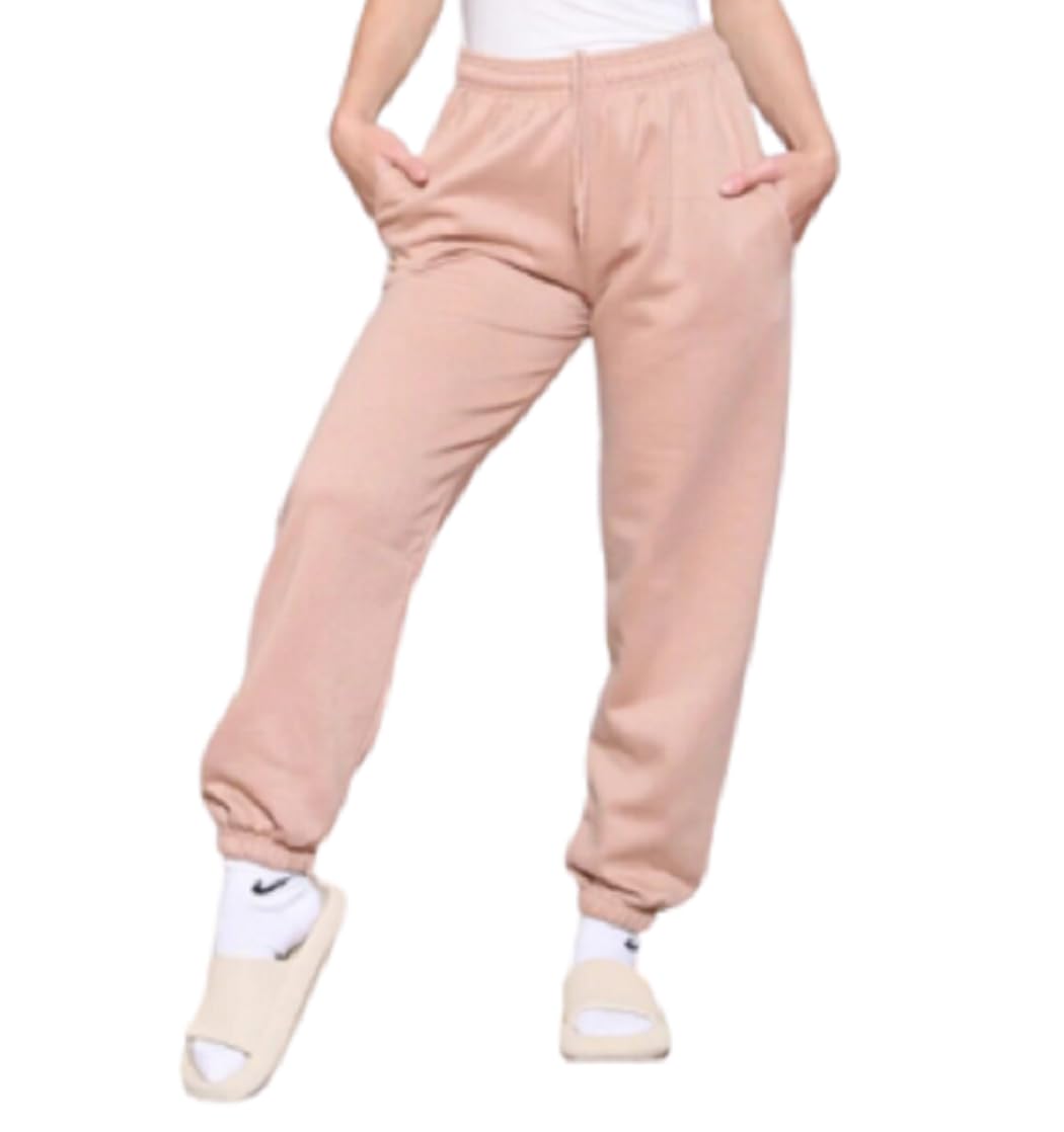 EDB Women Joggers Bottom UK Size 6-14 Yoga Tracksuit Ladies Jogging Sweatpants Sports Trousers Lightweight Workout Lounge Womens Pants (Nude, 12)